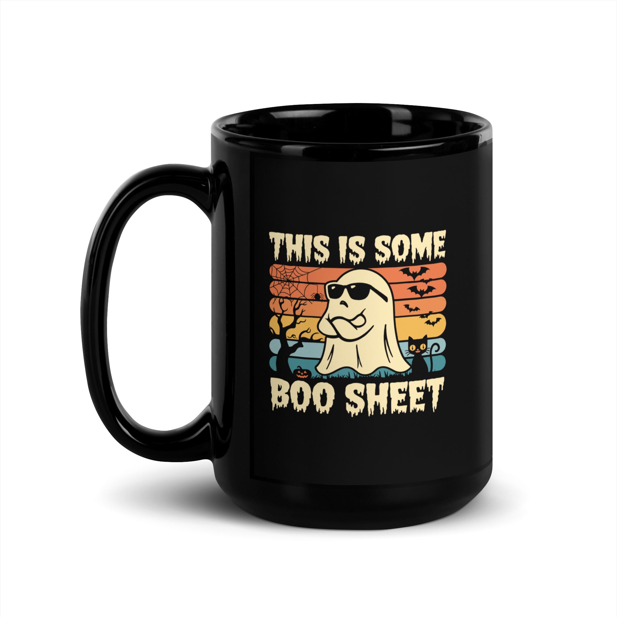 Boo Sheet Black Glossy Mug