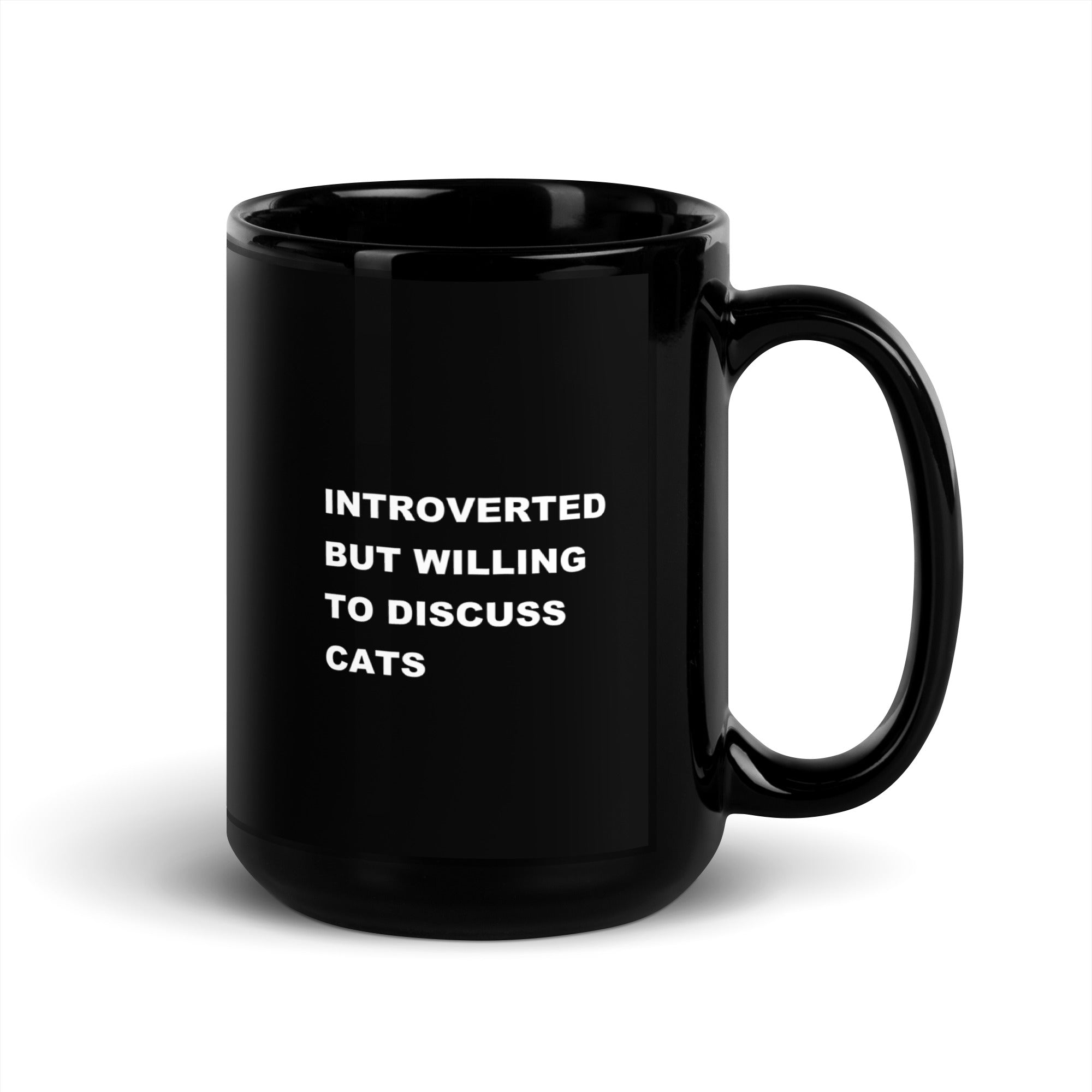 Introverted Cats Black Glossy Mug