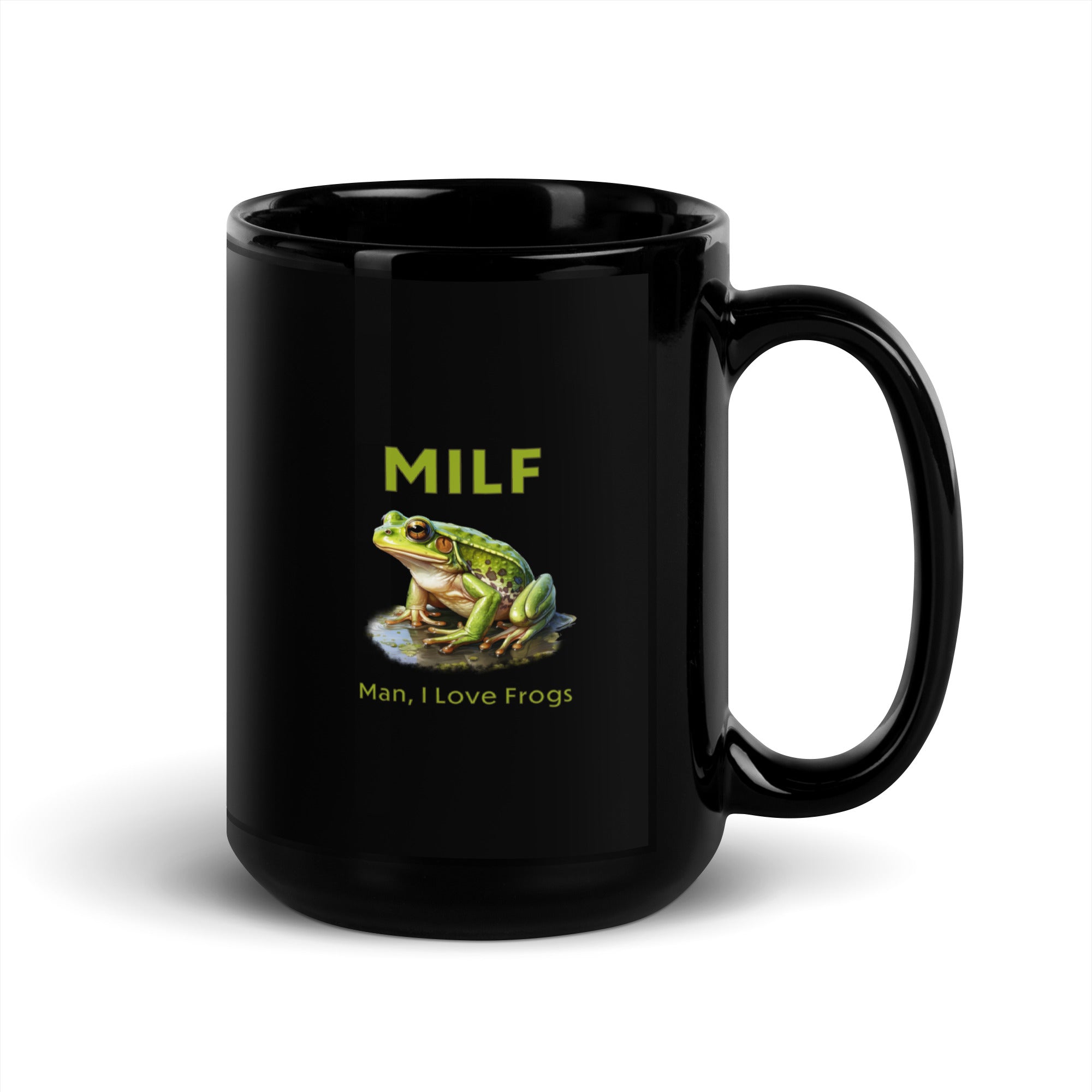 MILF Man I love Frogs Black Glossy Mug