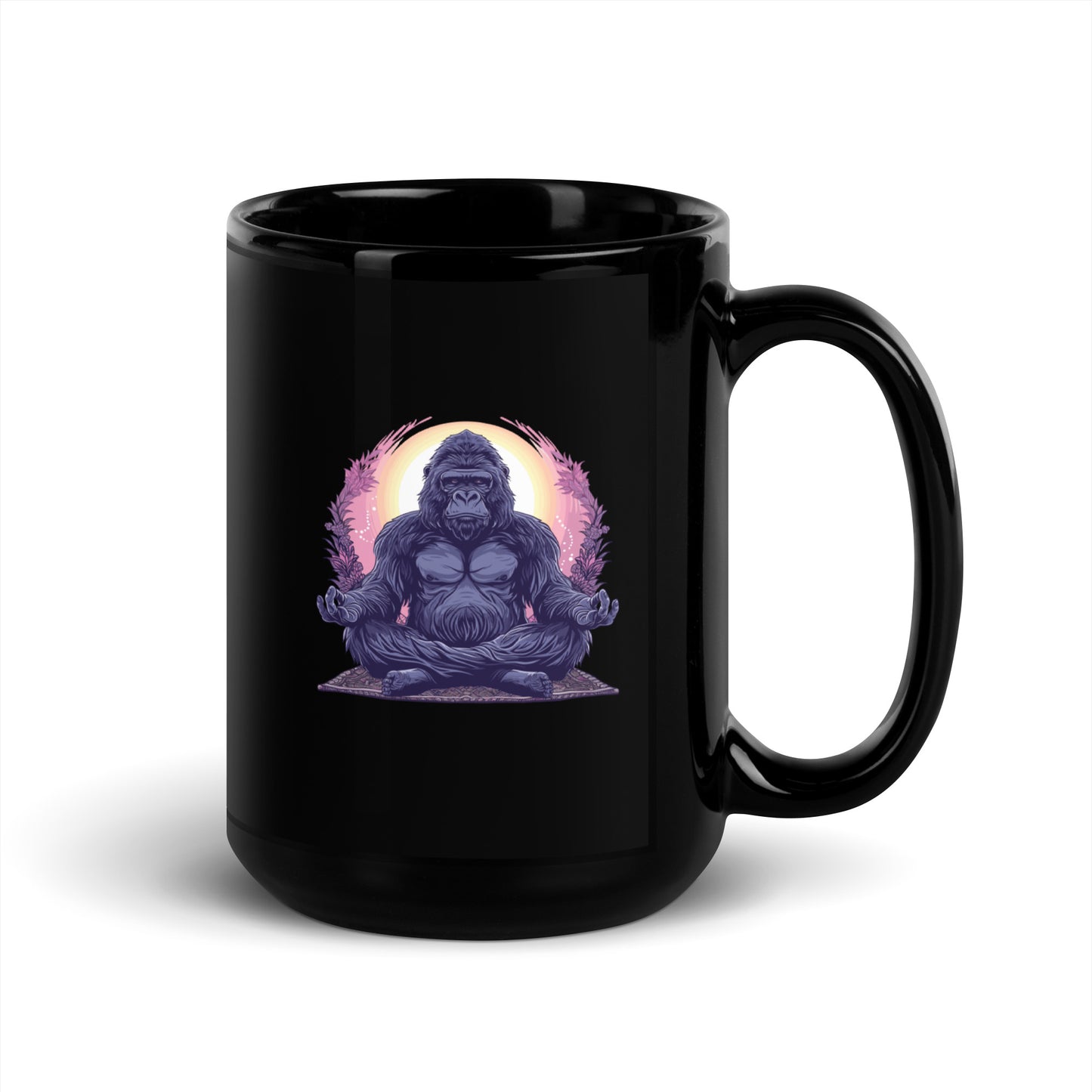 Tranquill Gorilla Black Glossy Mug