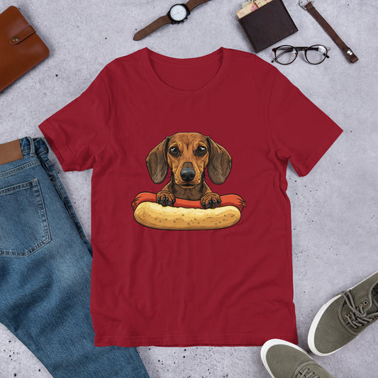 Dachshund Hotdog Hug Unisex t-shirt
