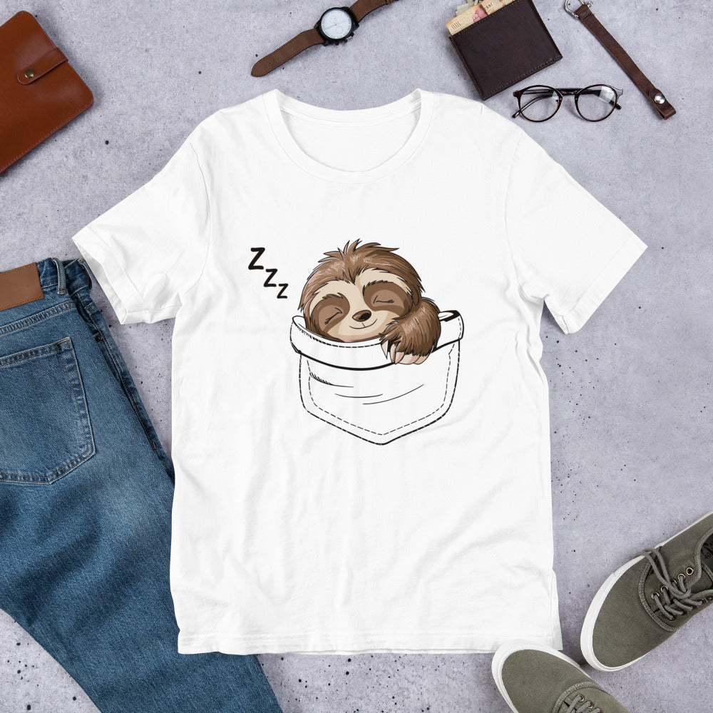 Sloth Sleeping In a Pocket Unisex t-shirt