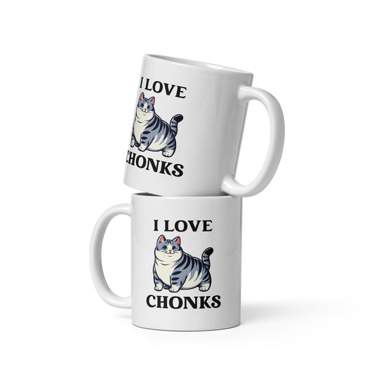 I Love Chonks White glossy mug