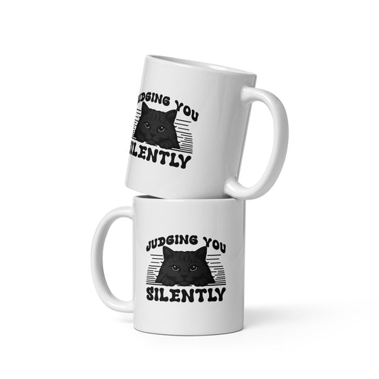 Judging You Silently white glossy mug