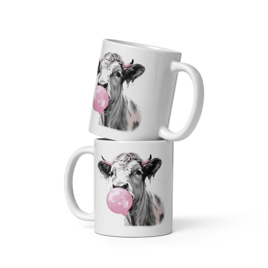 Cow Gum White glossy mug