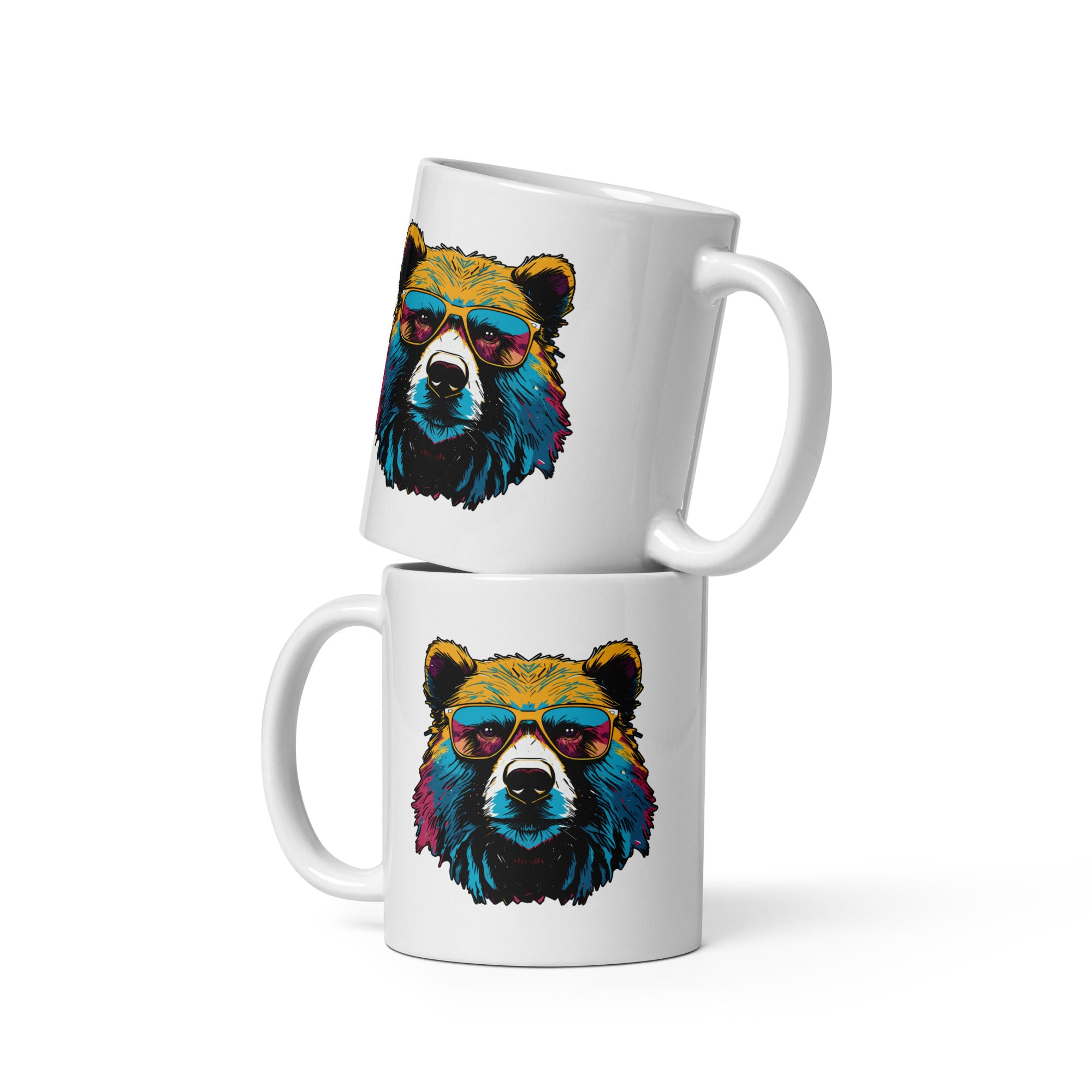 Bear Ballin White glossy mug