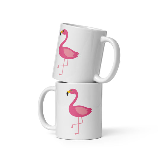 Flamingo white glossy mug