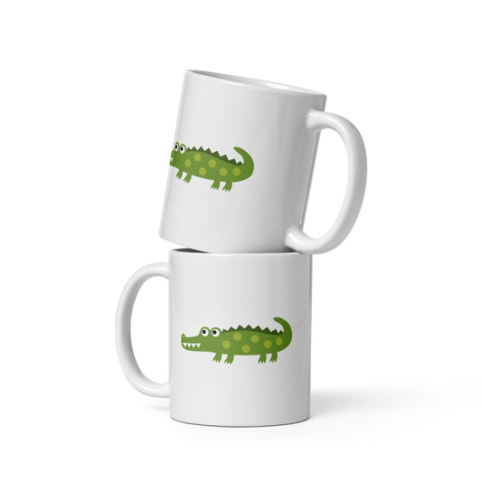 Alligator white glossy mug