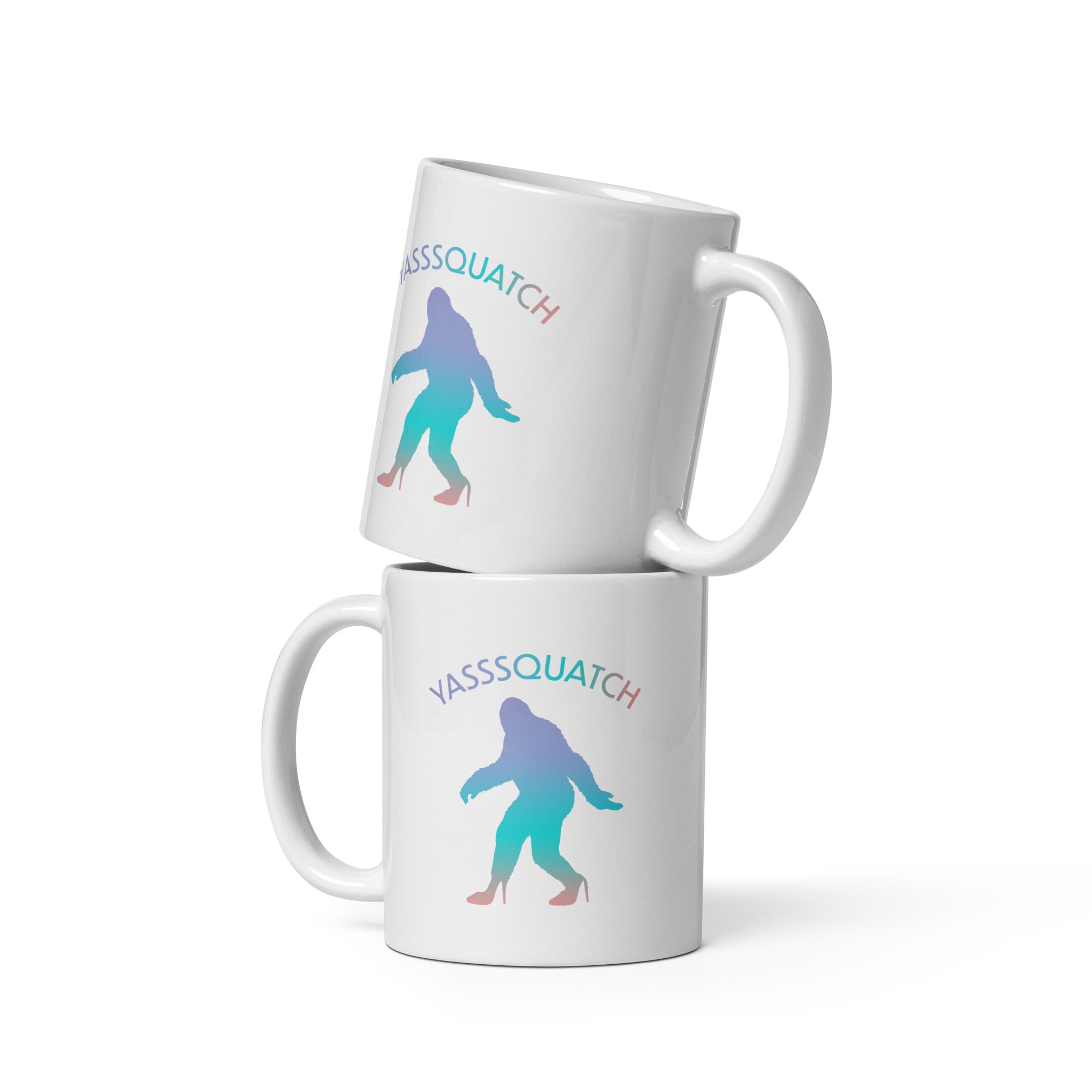 YassSquatch White glossy mug