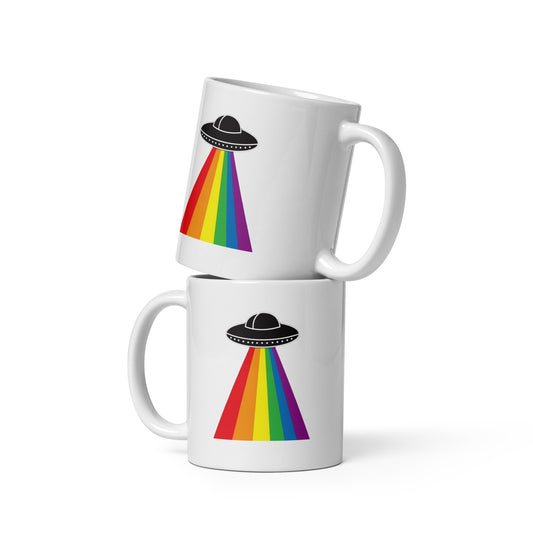 Openly Gay Aliens White glossy mug