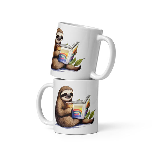 Cozy Sloth White glossy mug