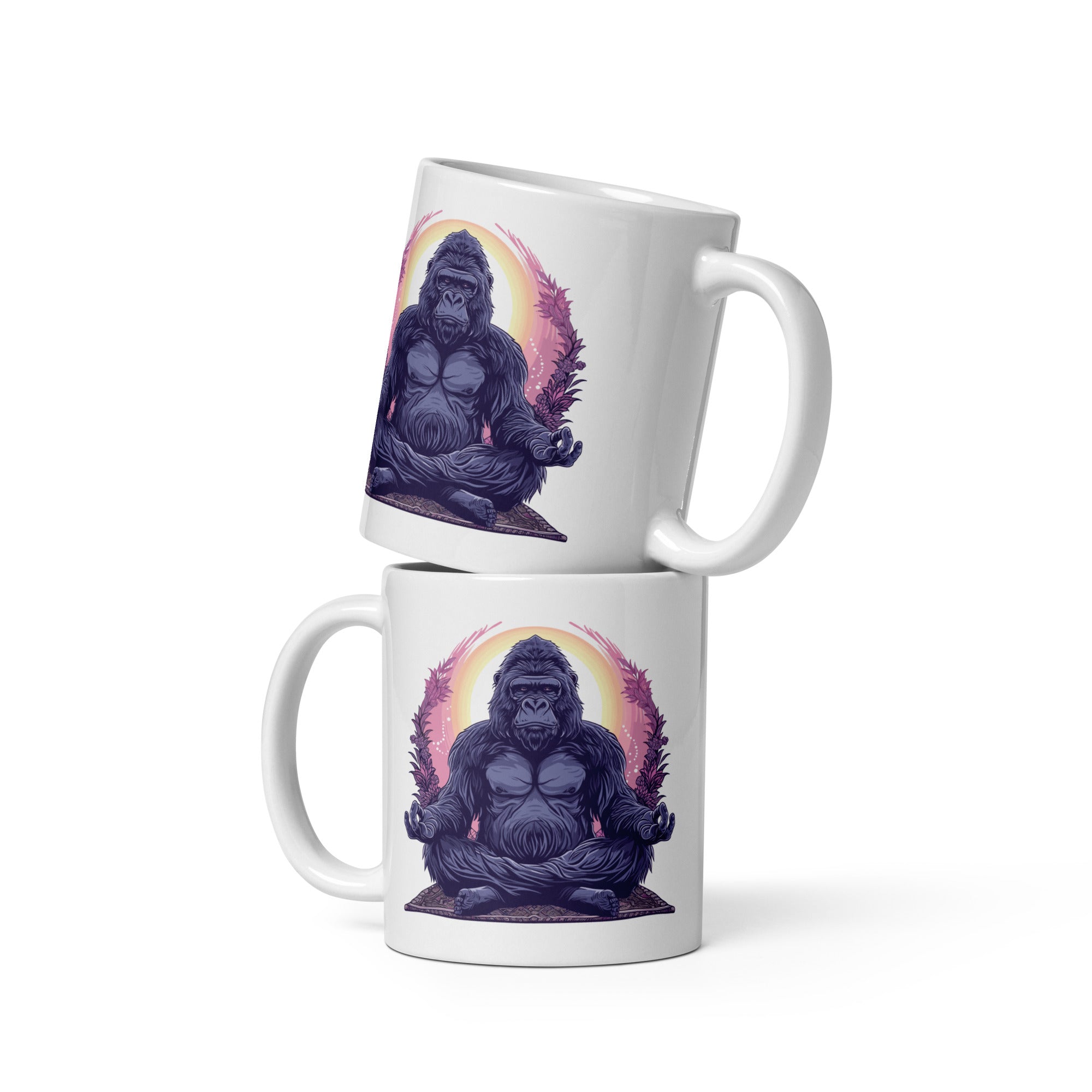 Tranquill Gorilla White glossy mug