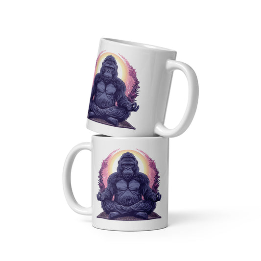 Tranquill Gorilla White glossy mug
