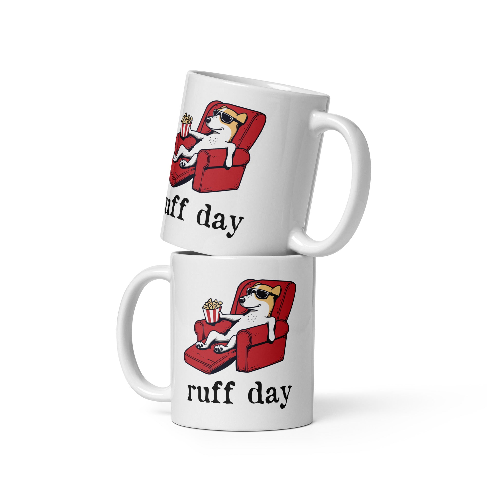 Ruff Day White glossy mug