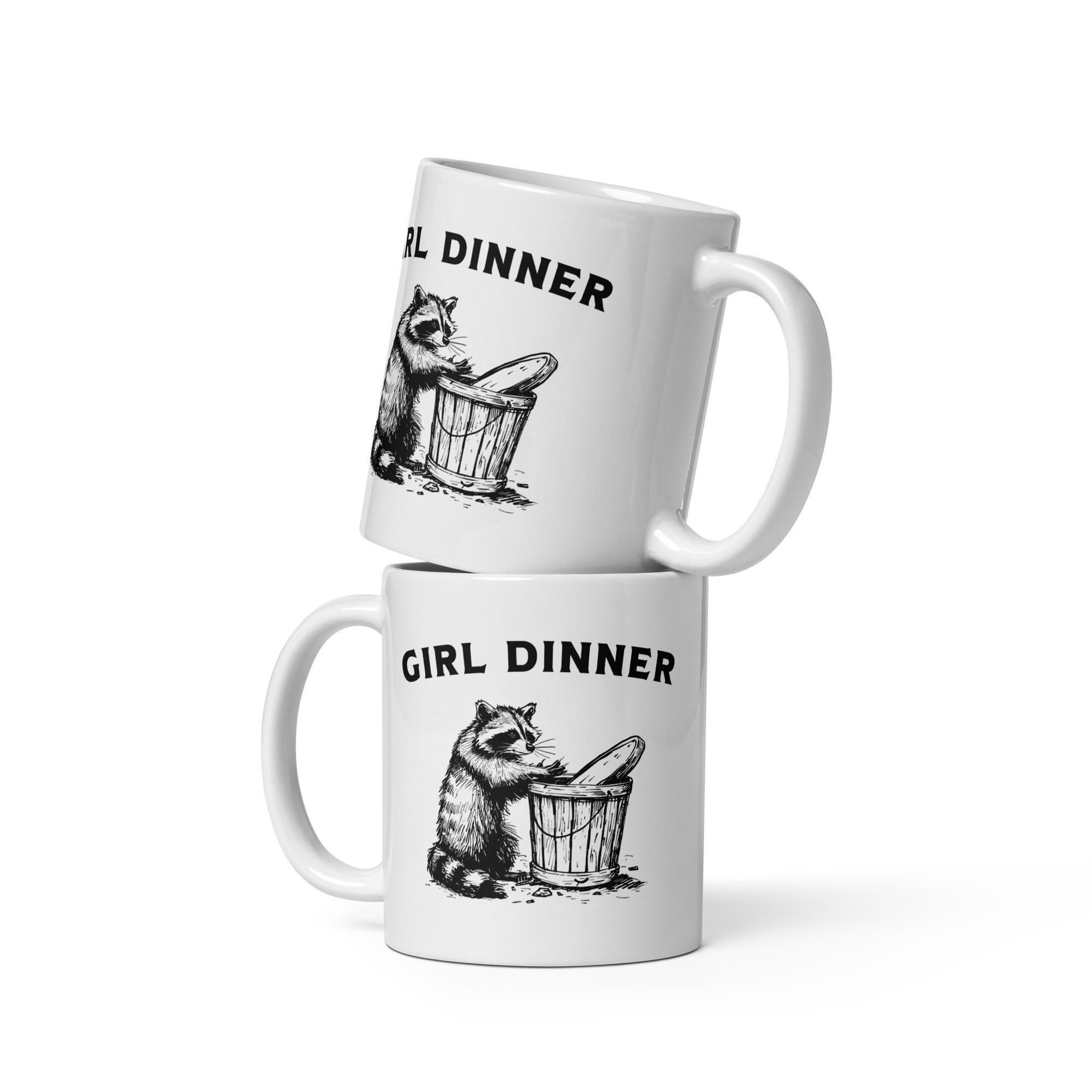 Girl Dinner White glossy mug