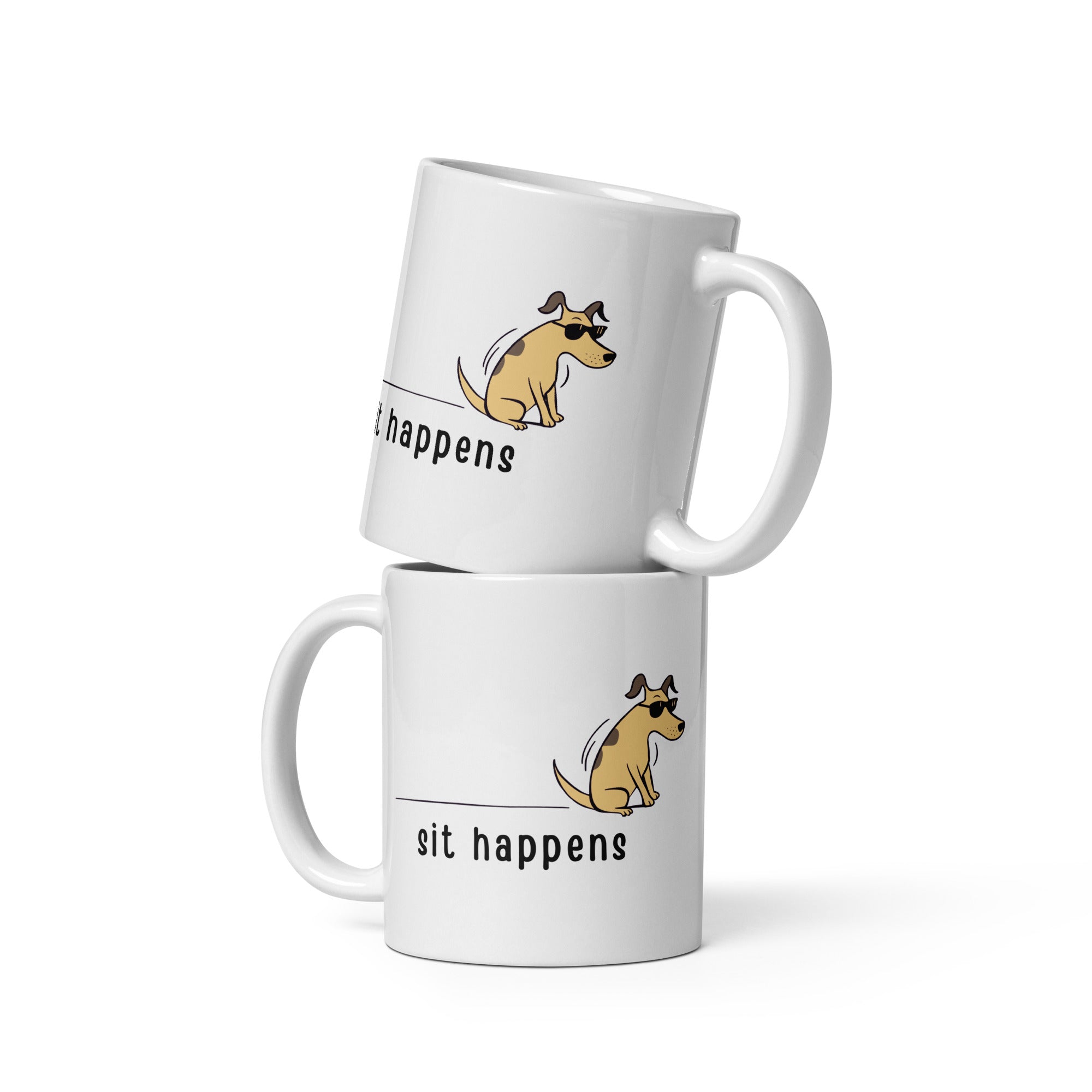 Sit Happens White glossy mug