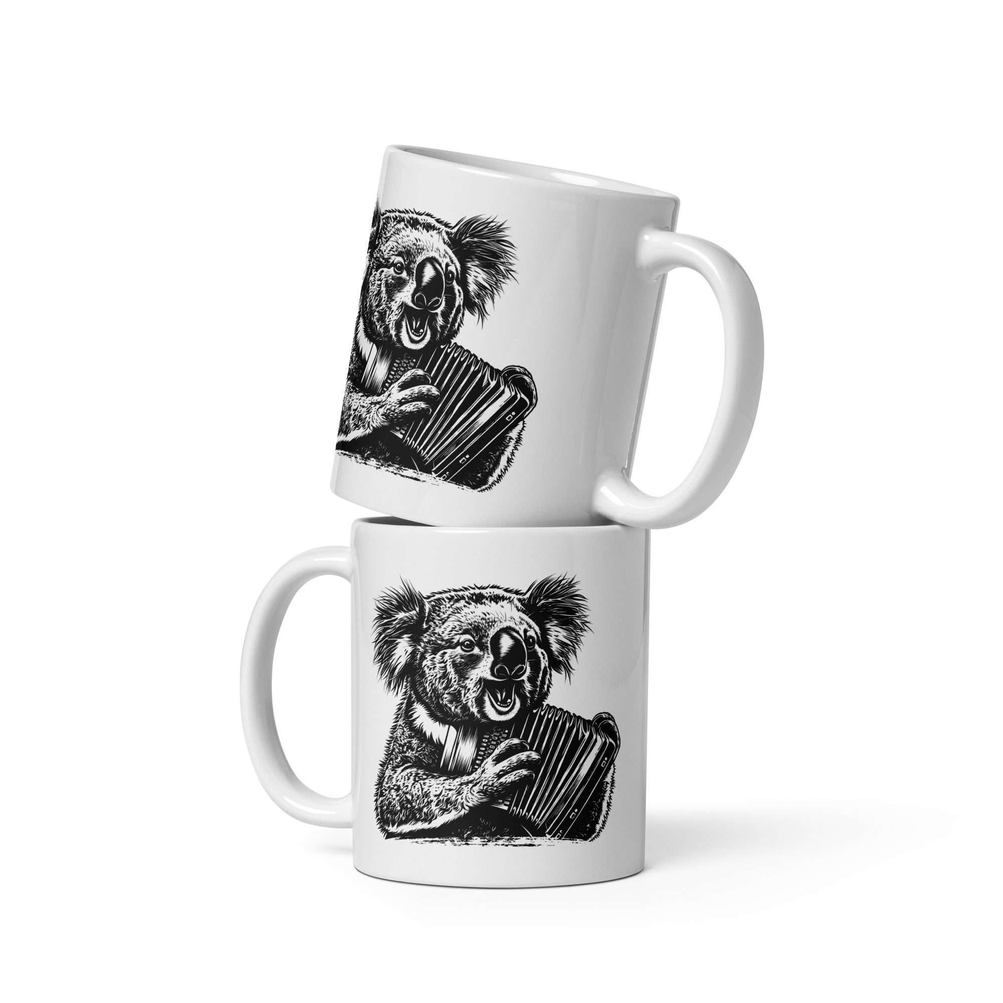 Koala Accordion Melody White glossy mug