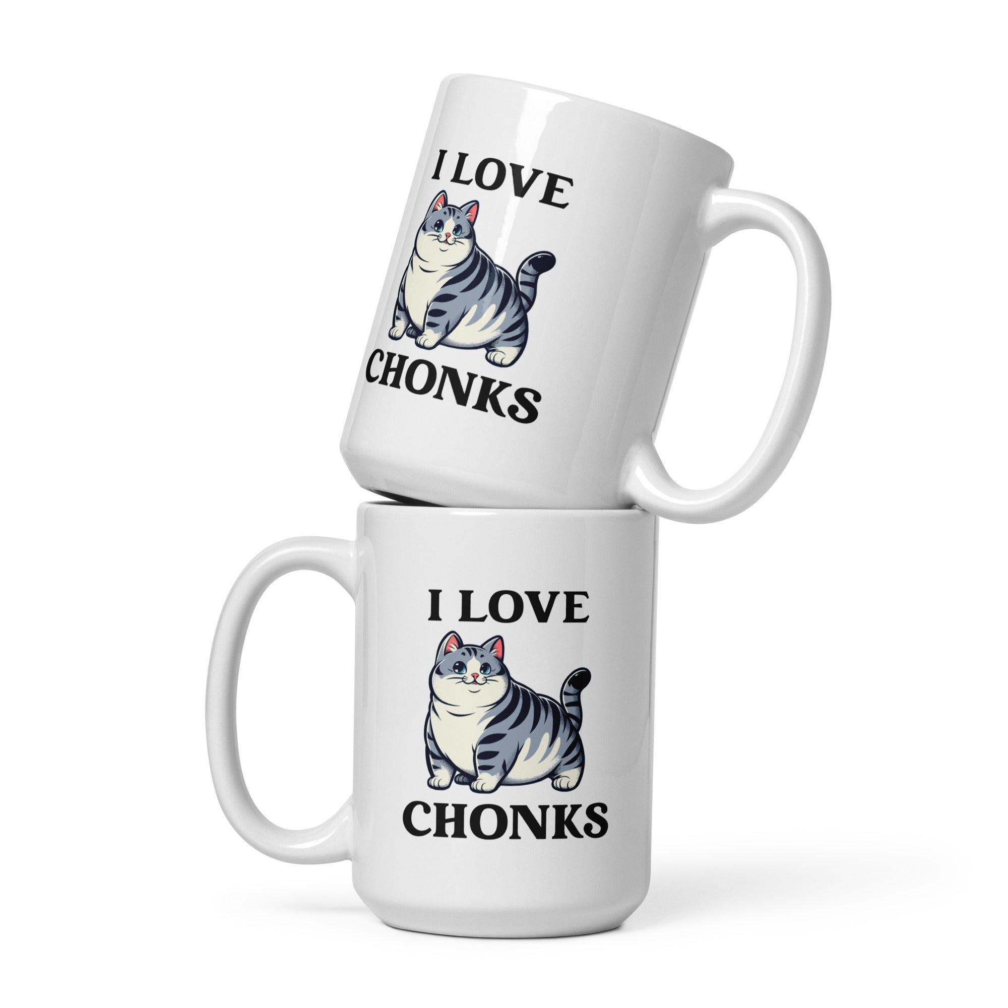 I Love Chonks White glossy mug