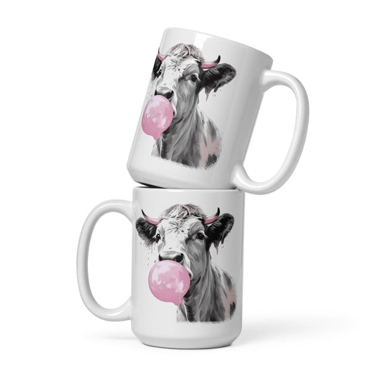 Cow Gum White glossy mug