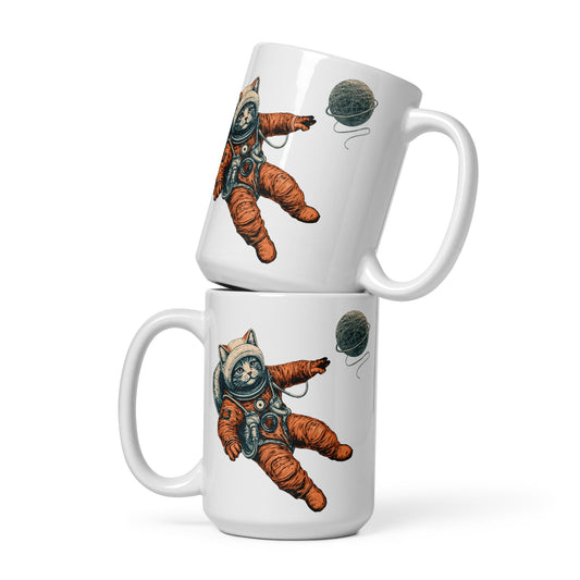 Astronaut Kitty White glossy mug