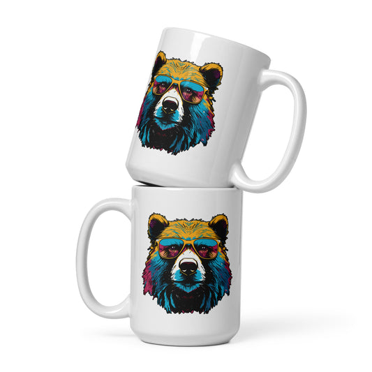 Bear Ballin White glossy mug