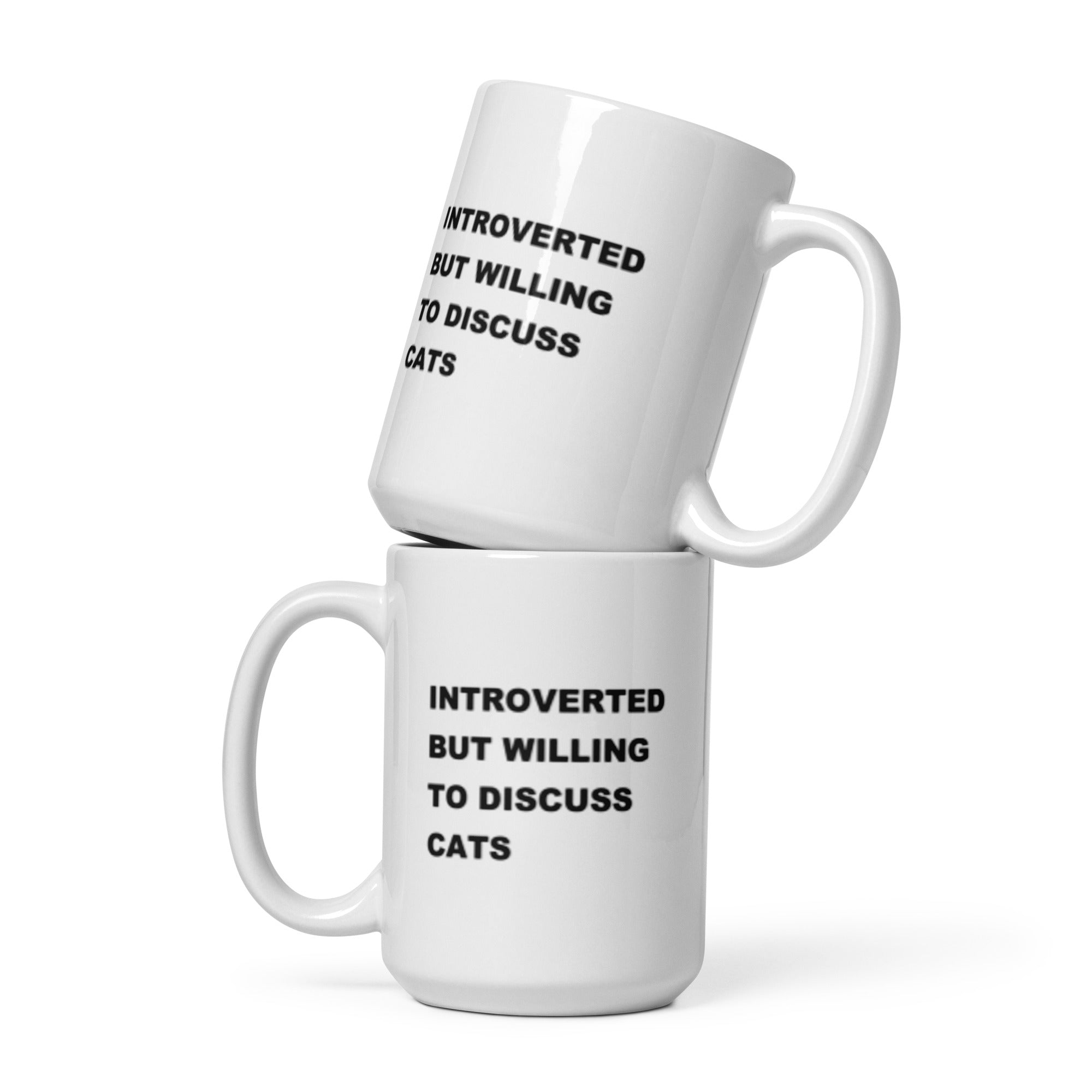 Introverted Cats White glossy mug