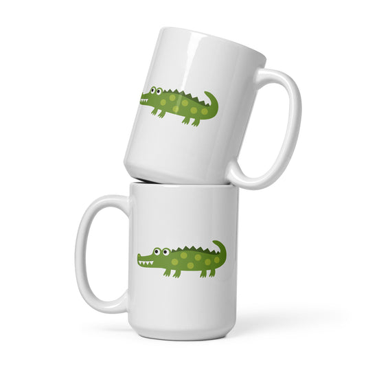 Alligator white glossy mug