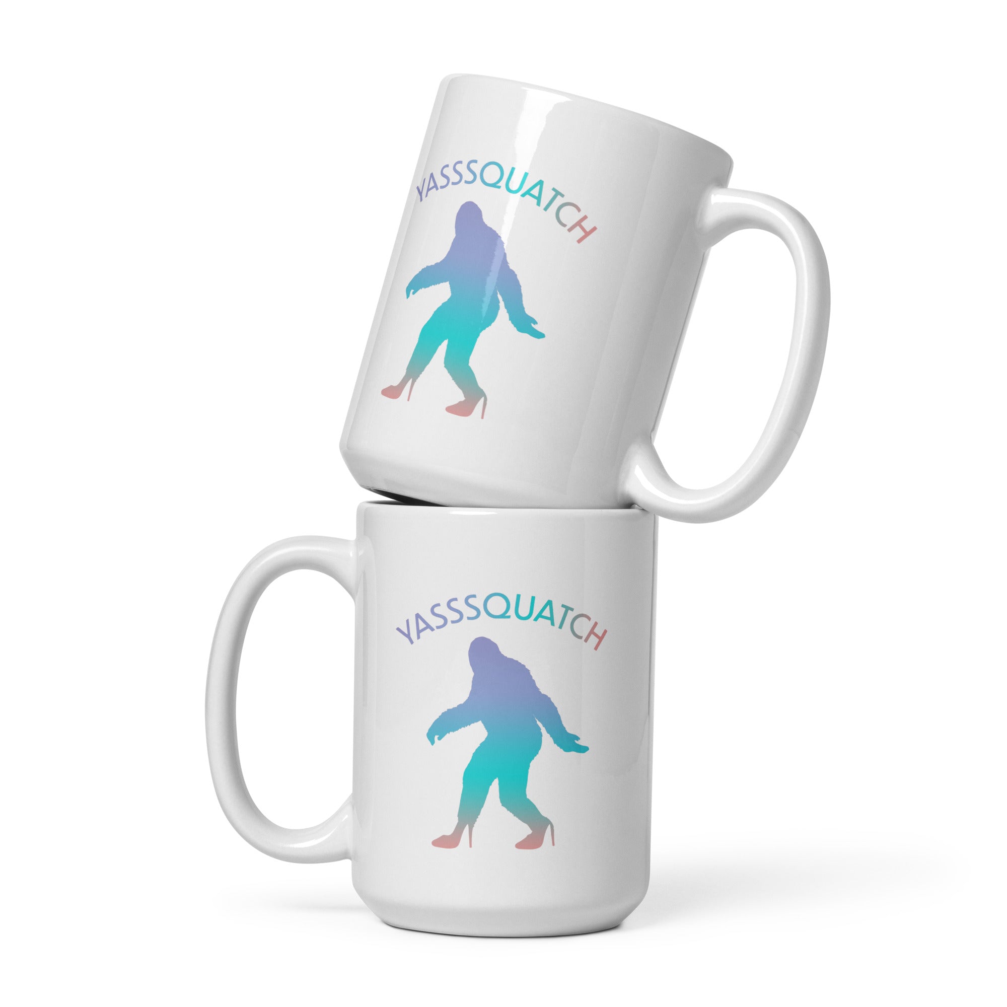 YassSquatch White glossy mug