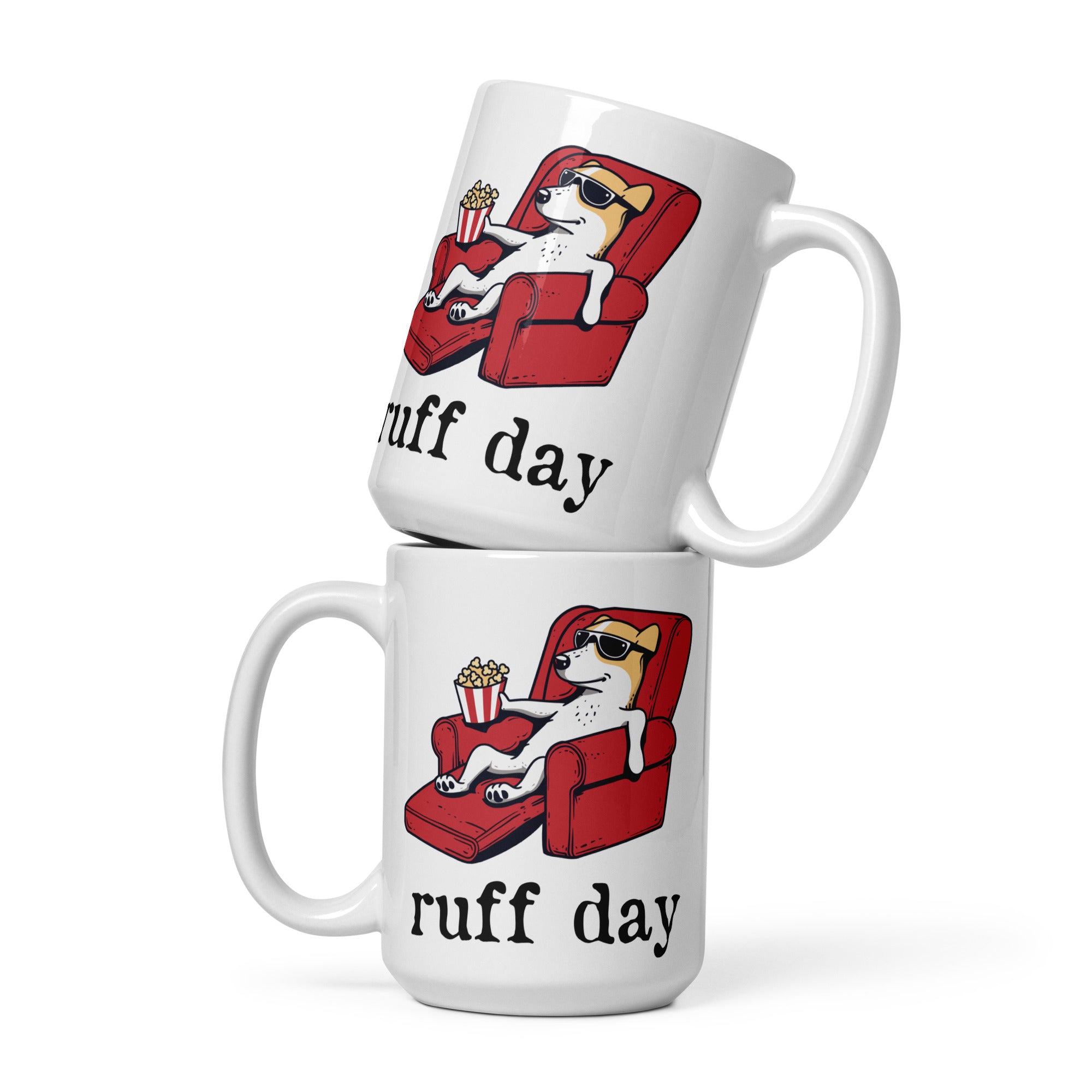 Ruff Day White glossy mug