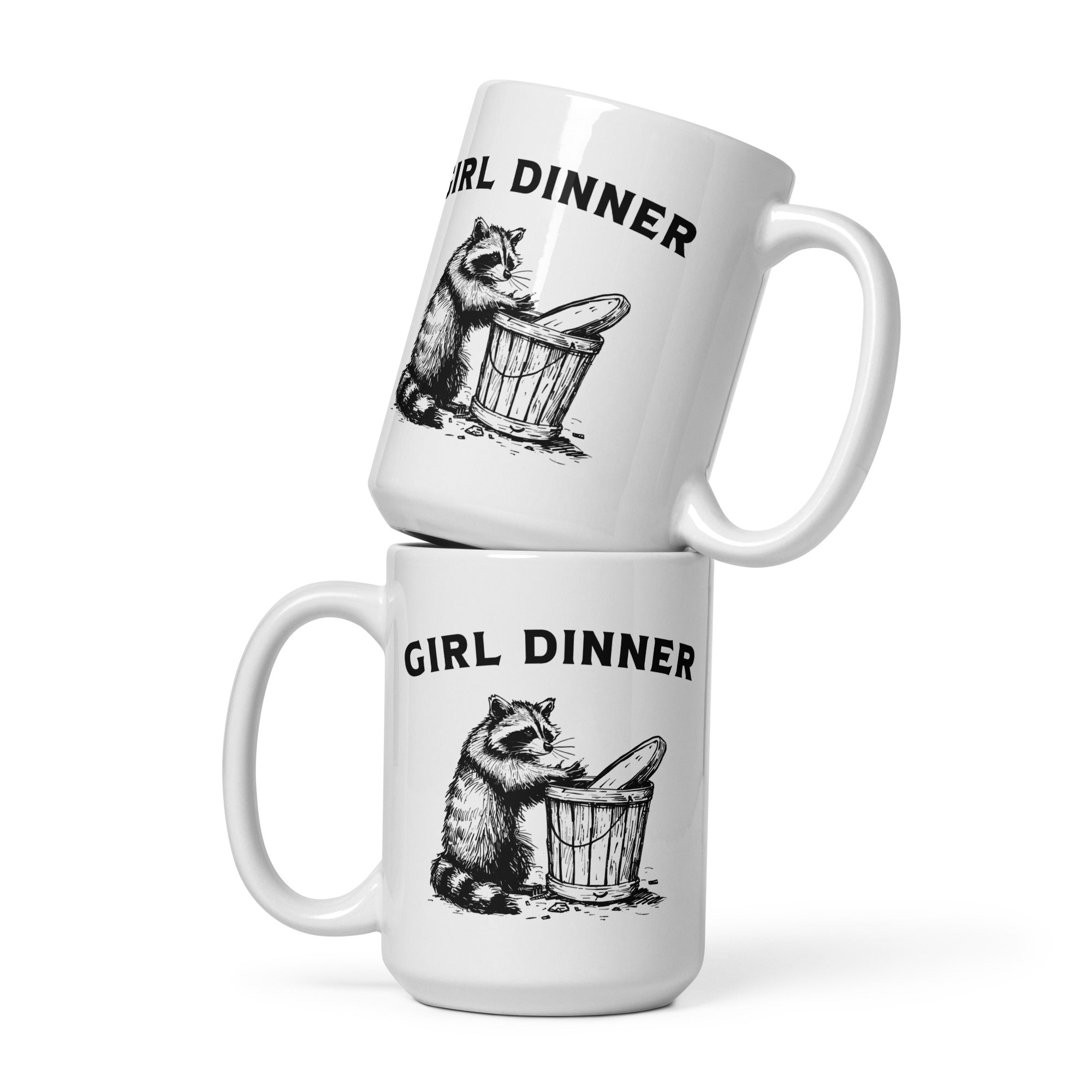 Girl Dinner White glossy mug