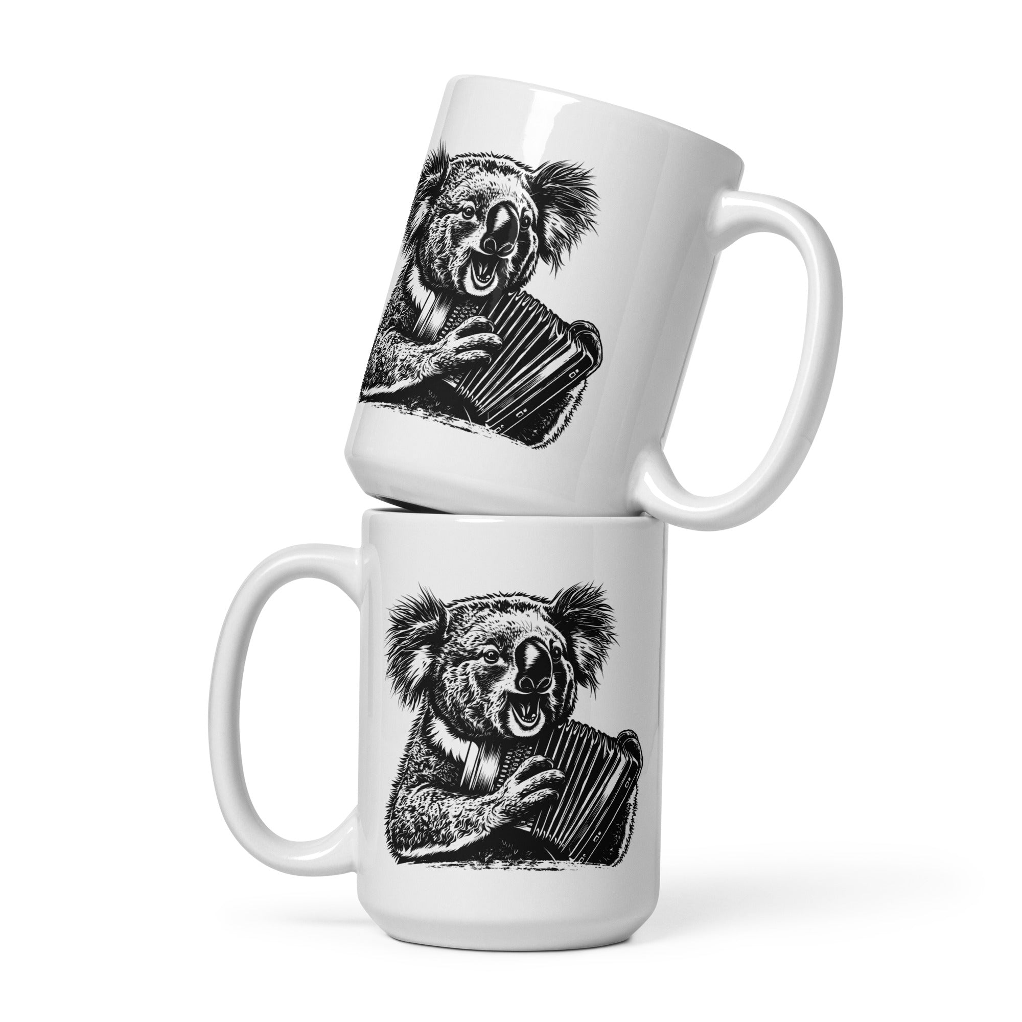 Koala Accordion Melody White glossy mug