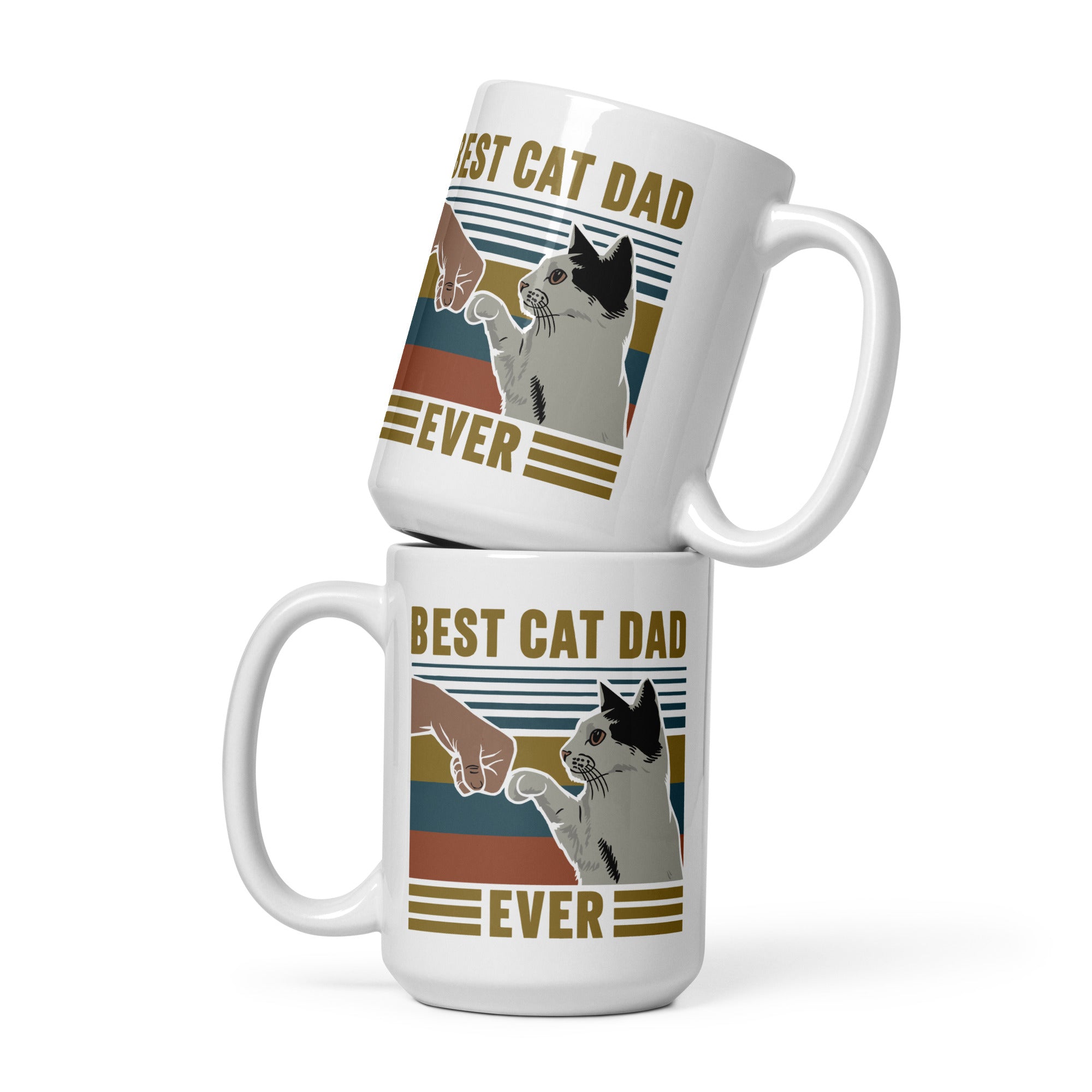 Best Cat Dad Ever White Glossy Mug