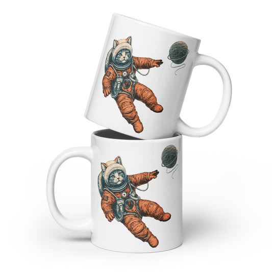 Astronaut Kitty White glossy mug