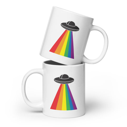 Openly Gay Aliens White glossy mug