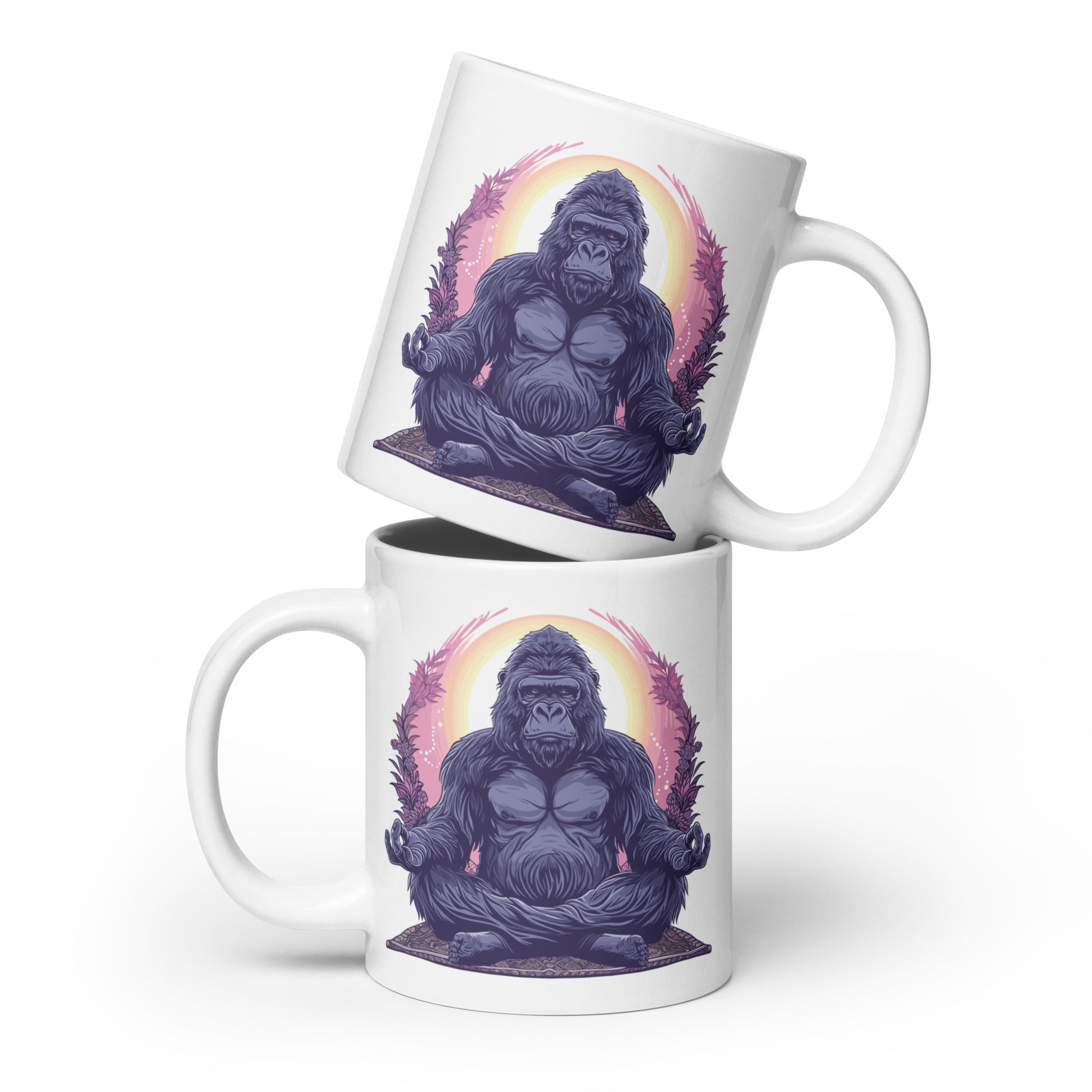 Tranquill Gorilla White glossy mug