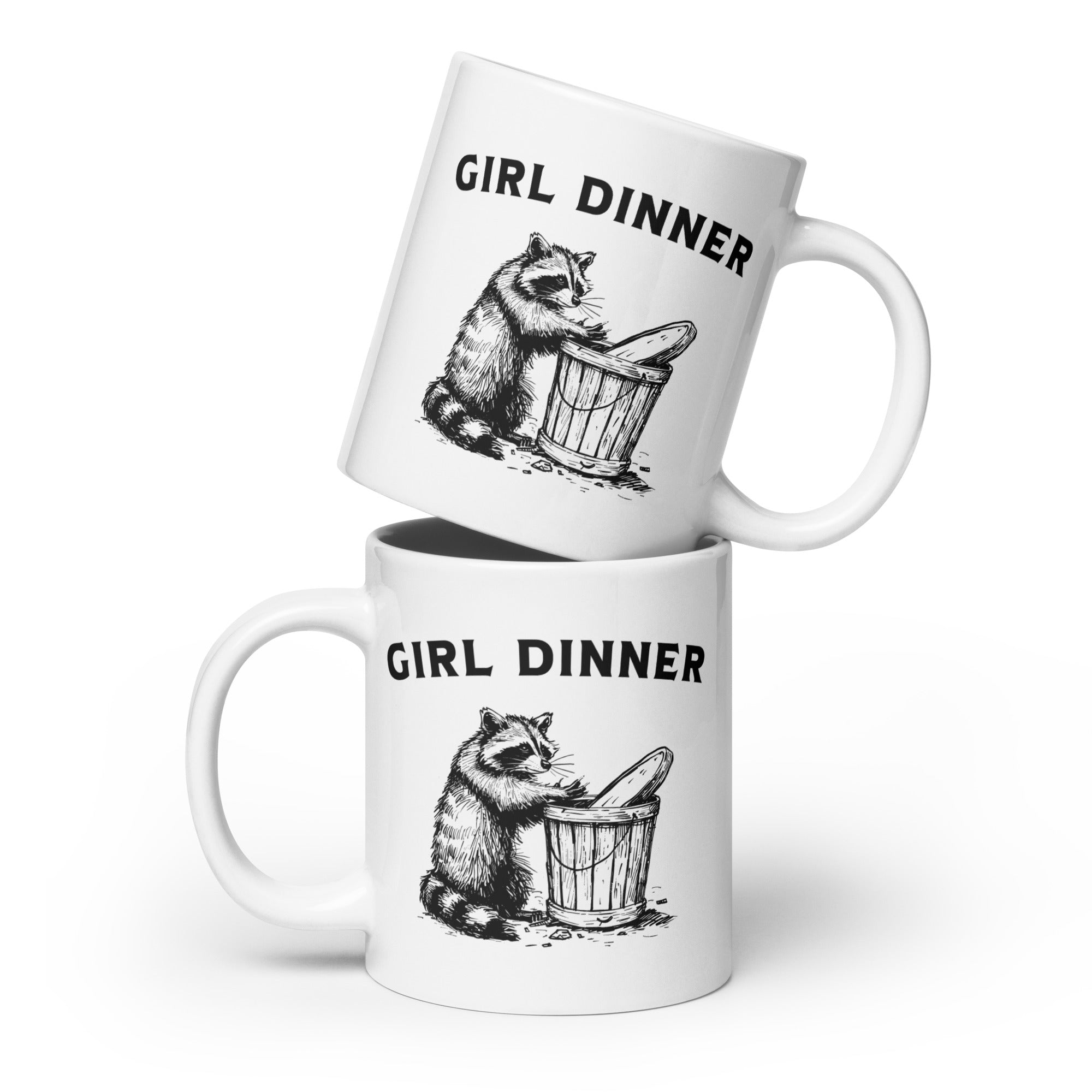 Girl Dinner White glossy mug